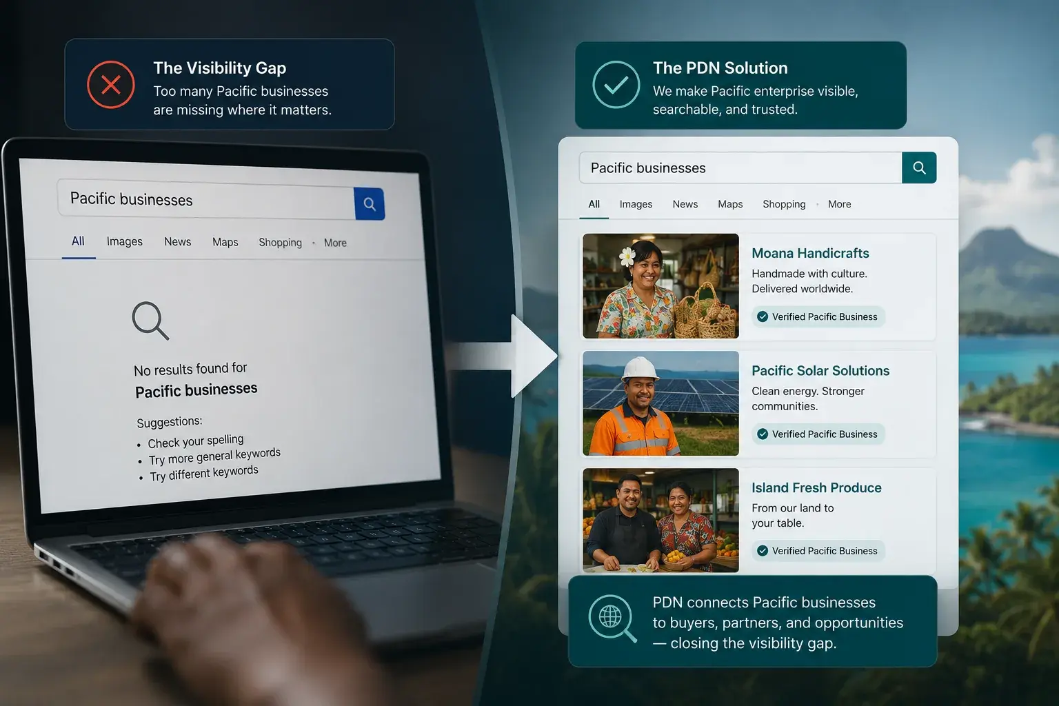 From the visibility gap to the PDN solution: Pacific businesses made searchable and trusted