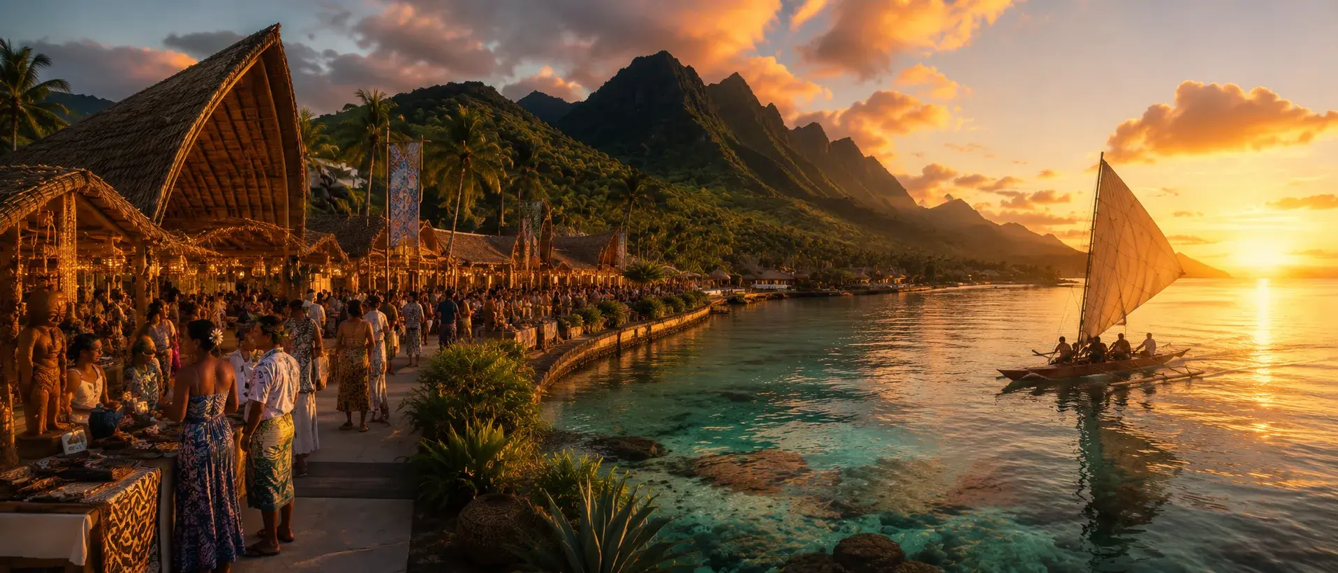 Pacific origin — ocean horizon at golden hour
