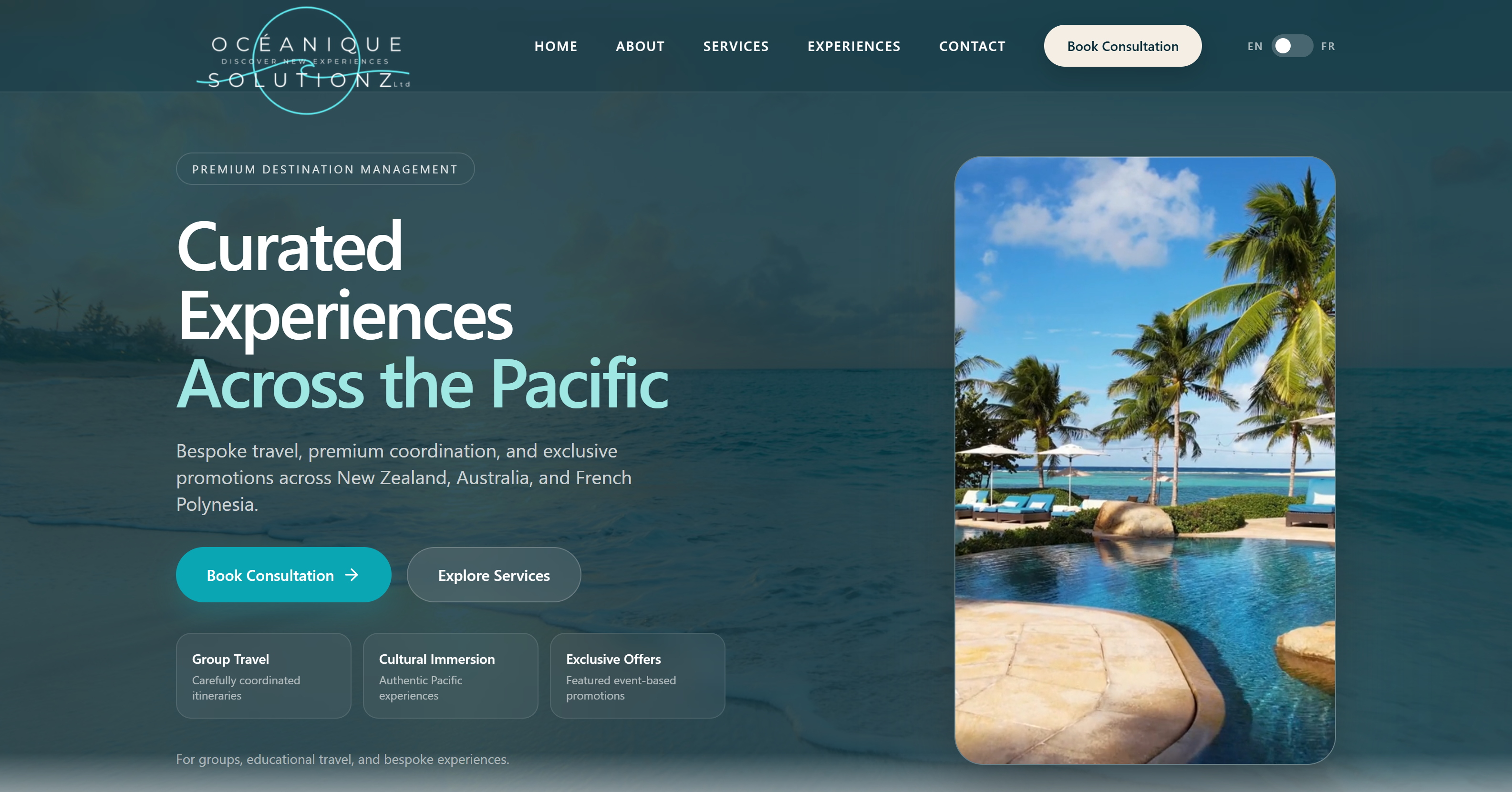 Oceanique SolutioNZ — built by PDN Studio